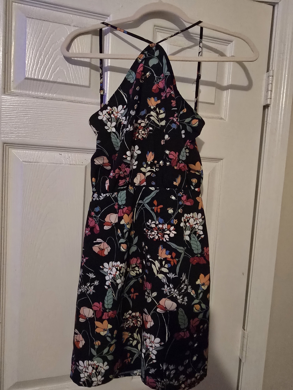 by the way. Black Floral Halter Dress with Multicolor Blooms